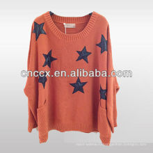 12STC0595 звезды украшенные женские 100% акриловый свитер